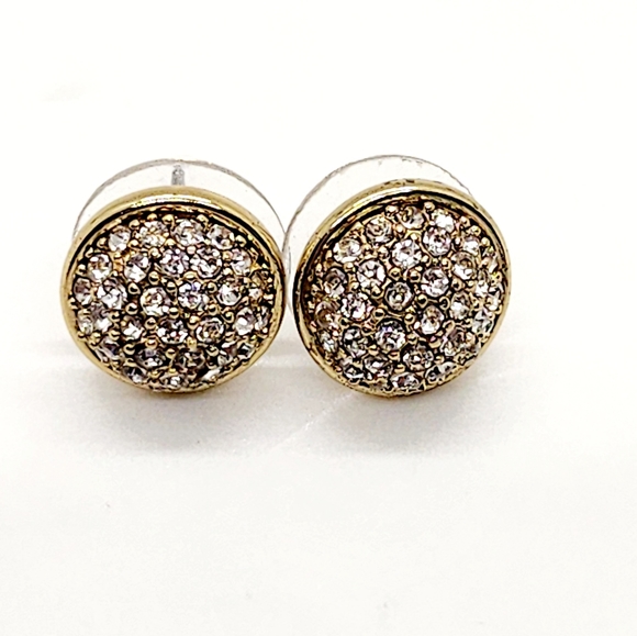 Elegant Gold and Silver Stud Earrings - Picture 6 of 7